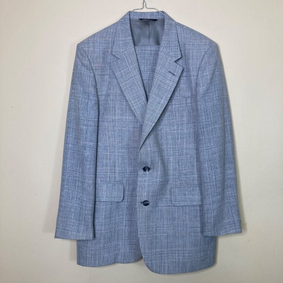 Nino Cerruti Jacket & Vest Mens 40R Rue Royale Gray Pink Striped Flaws as is - Picture 1 of 16